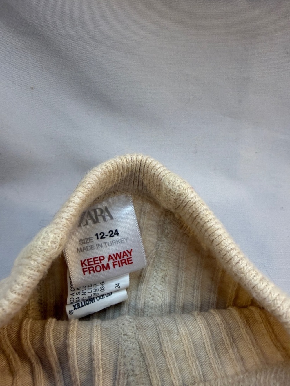 Zara Beige Ribbed Kids Tights - Picture 2 of 2